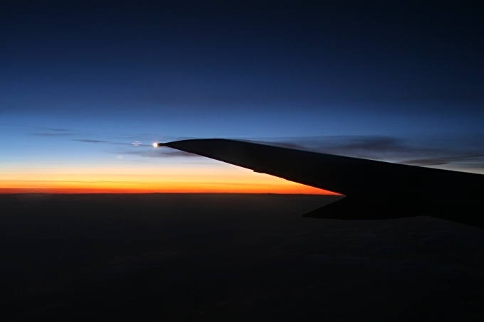 Skiathos - svítání v letadle